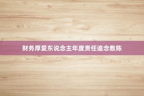 财务厚爱东说念主年度责任追念敷陈