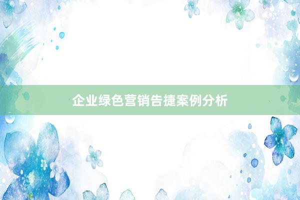 企业绿色营销告捷案例分析
